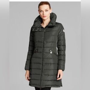 Moncler Women's Charcoal Flammette Down Puffer Coat